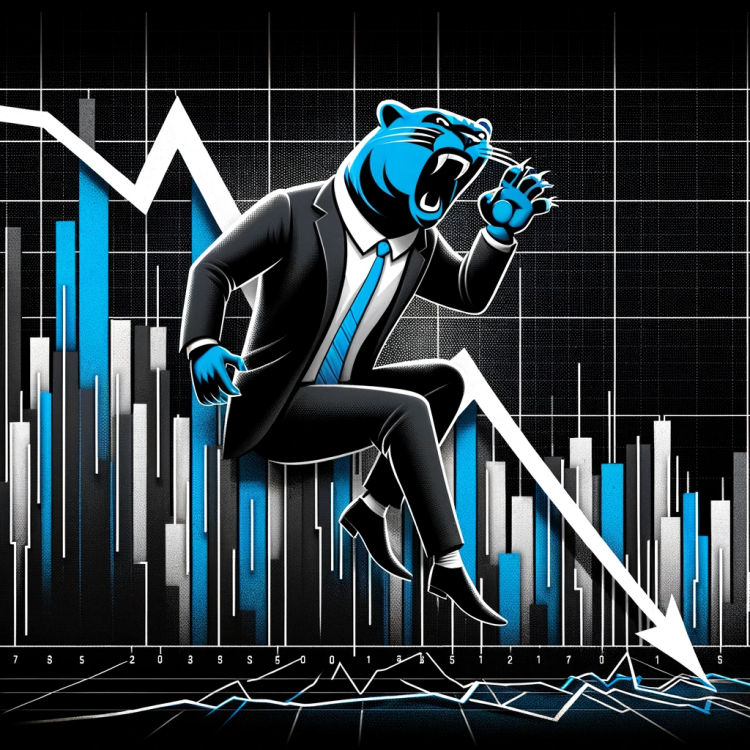 DALL·E 2023-11-06 12.04.49 - Visualize an abstract stock chart with a jagged line plunging downwards against a background themed in black, blue, and silver, the colors of the Caro.png